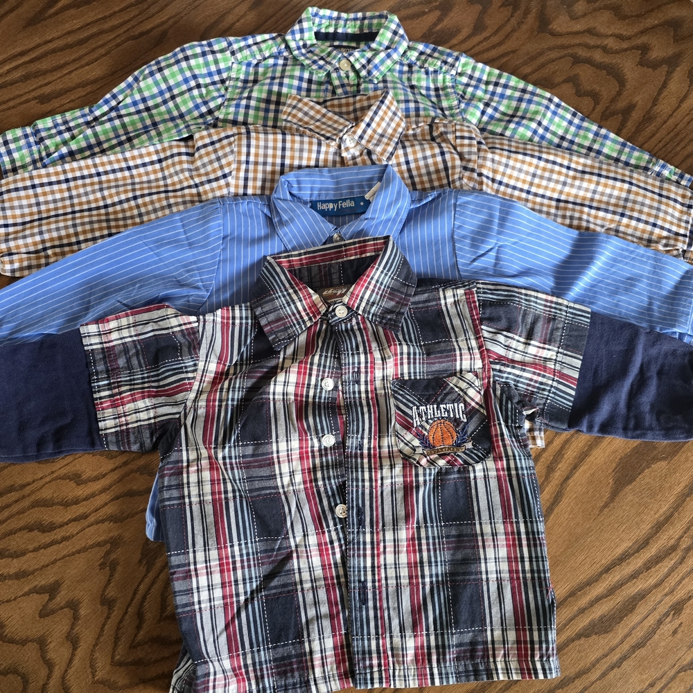 4 Plaid & Striped Button-Up Shirts Boys 2-T